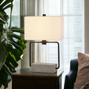 Mod Table Lamp With White Rectangular Shade - Gray And Black