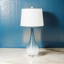Glass Table Lamps With White Empire Shade (Set of 2) - Blue And White