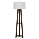 Tripod Floor Lamp With White Rectangular Shade - Brown - HomeRoots - Floor Lamps - Elite Enclave Home