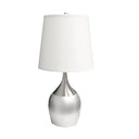 Metal Gourd Table Lamp With White Tapered Drum Shade - Silver