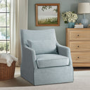 London - Skirted Swivel Chair - Light Blue - Martha Stewart - Swivel Chairs - Elite Enclave Home