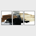 Maverick - Triptych Painting Art by Buddy Whitlock - Beige & Dark Gray