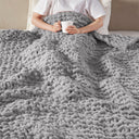 Chenille Chunky Knit - Throw - Gray - Madison Park - Throws - Elite Enclave Home
