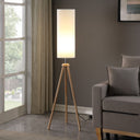Wood Look Tripod Floor Lamp With White Shade - Natural - HomeRoots - Floor Lamps - Elite Enclave Home
