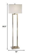 Traditional Shaped Floor Lamp With White Rectangular Shade - Nickel - HomeRoots - Floor Lamps - Elite Enclave Home
