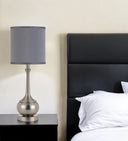 Metal Round Table Lamp With Gray Cone Shade - Nickel - HomeRoots - Table Lamps - Elite Enclave Home