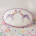 Lulu - Floral Reversible Cotton Twin Duvet Cover Set With Throw Pillow - Purple