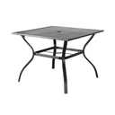 37" Square Metal Outdoor Dining Table With Umbrella Hole - Black