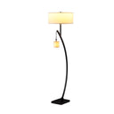 Dual Arc Floor Lamp With White Drum Shade - Matte Black - HomeRoots - Floor Lamps - Elite Enclave Home