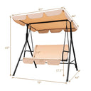 Steel Outdoor Swing Chair With Beige Cushion - Beige