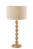 Solid Wood Candlestick Table Lamp With Off - White Drum Shade - Brown - HomeRoots - Table Lamps - Elite Enclave Home