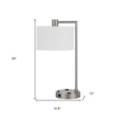Metal Desk USB Table Lamp With White Drum Shade - Nickel