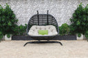 Aluminum Indoor Outdoor Swing Chair With Beige Cushion - Beige And Black