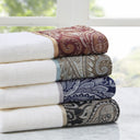 Aubrey - 6 Piece Jacquard Towel Set - Burgundy - Madison Park - Towel Sets - Elite Enclave Home