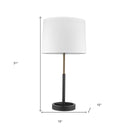Metal Table Lamp With White Empire Shade - Black And Gold