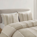 Shay - 3 Piece Striped Cotton Duvet Cover Set - Beige