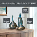 Lucia - Handmade Rainbow Vase (Set of 3) - Blue Metal - Madison Park Signature - Table Accessory Sets - Elite Enclave Home