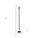 Torchiere Floor Lamp With White Cone Shade - Black - HomeRoots - Floor Lamps - Elite Enclave Home
