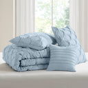 Bailey - Twin/Twin Long Diamond Pucker Comforter Set - Blue