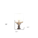 Stag Bust Table Lamp With White Drum Shade - Antiqued Bronzed