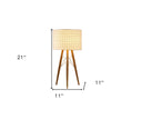 Solid Wood Tripod Lamp With Brown And White Drum Shade - Brown