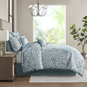 Odette - 8 Piece Jacquard Comforter Set - Aqua