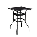 Square Glass Outdoor Bistro Table - Black