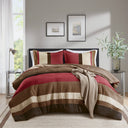 Boulder Stripe - King/California King Pieced Comforter Set - Brick - Super Listing - Comforters & Sets - Elite Enclave Home