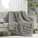 Ruched Throw - Blanket Gray - Faux - Madison Park - Throws- Elite Enclave Home