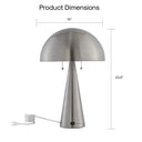 Iron USB Table Lamp With Gray Dome Shade - Gray