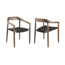22" Wood Solid Wood Outdoor Dining Chair (Set of 2) - Black And Natural