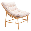 Aluminum Indoor Outdoor Accent Chair With Beige Cushion - Beige And Brown