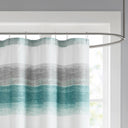 Saben - Stripe Print Shower Curtain - Aqua / Gray