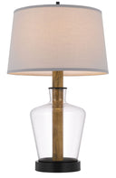 Metal Novelty Table Lamp With Gray Empire Shade - Black