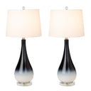Glass Table Lamps With White Empire Shade (Set of 2) - Black And White