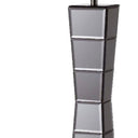 Glass Tower Table Lamp With Beige Fabric Shade - Black