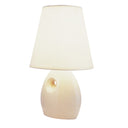 Ceramic Bedside Table Lamp With White Shade - Beige