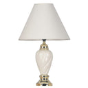22" Ceramic Bedside Table Lamp With Off-White Shade - White