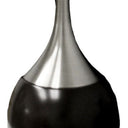 Gourd Table Lamp With White Tapered Drum Shade - Black And Silver