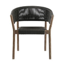 26" Wood Solid Wood Outdoor Dining Chair (Set of 2) - Black And Natural