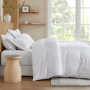 Logan - King Striped Duvet Set - White