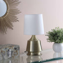 Bedside Table Lamp With White Empire Shade - Brass