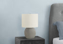Concrete Round Table Lamp With Ivory Drum Shade - Gray - HomeRoots - Table Lamps - Elite Enclave Home