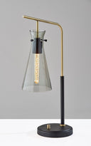 Metal Desk Lamp With Light Gray Cone Shade - Black And Gold - HomeRoots - Table Lamps - Elite Enclave Home