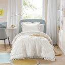 Phoebe - Twin/Twin Long Diamond Quilted Ruffle Edge Comforter Set - Ivory