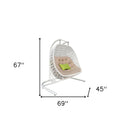 Metal Indoor Outdoor Swing Chair With Beige Cushion - Beige And White