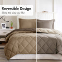 Larkspur - 3M Scotchgard Diamond Quilting Reversible Down Alternative Comforter Set - Brown / Sand