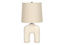 Geometric Table Lamp With Beige Empire Shade - Cream - HomeRoots - Table Lamps - Elite Enclave Home