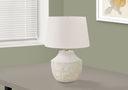 Concrete Urn Table Lamp With Empire Shade - Cream - HomeRoots - Table Lamps - Elite Enclave Home