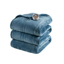 Heated Microlight to Berber - Queen Blanket - Blue